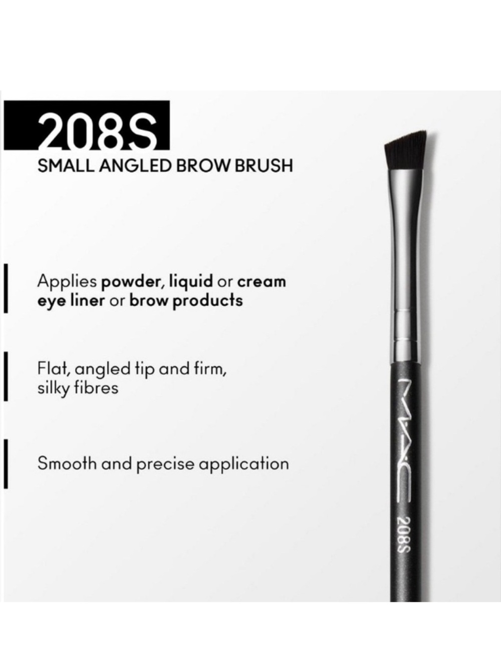 Mac Cosmetics 208S Small Angled Brow Brush Brand New Authentic